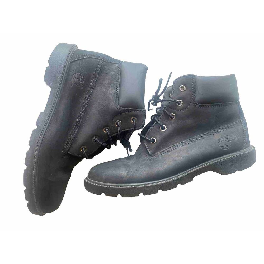 Timberland Boots Boys Size 6 Womens Size 7.5 Black Classic Winter Gorpcore Shoes